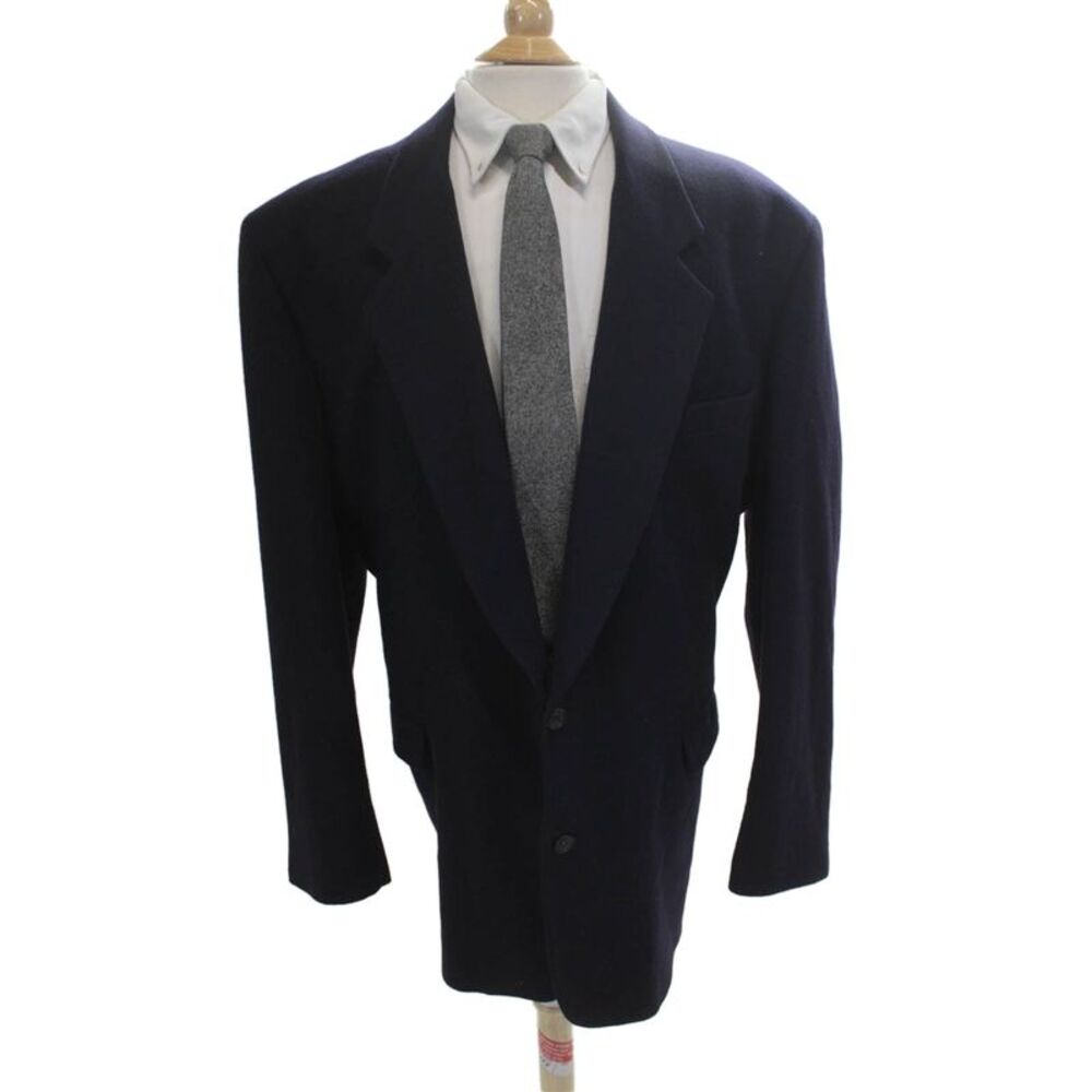 Fioravanti Mens Dark Blue Wool Cashmere Blazer Collared Button Solid Size L